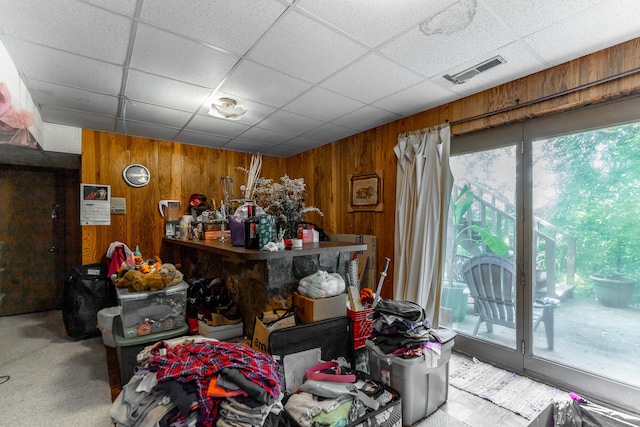 1820 Colonial Way Cir, Hixson, TN 37343 - dining area with plenty of natural light, wooden walls, a drop ceiling, and carpet
