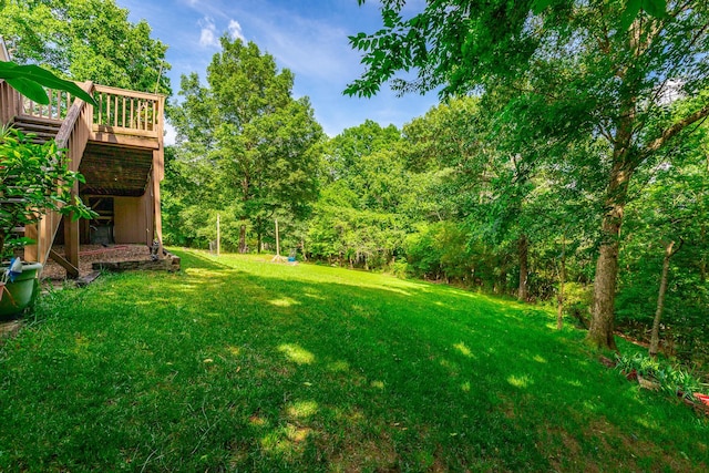 1820 Colonial Way Cir, Hixson, TN 37343 - view of grassy yard featuring a wooden deck