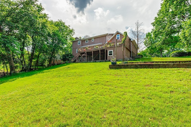 1820 Colonial Way Cir, Hixson, TN 37343 - view of green lawn featuring stairs and a wooden deck
