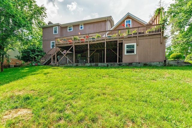 1820 Colonial Way Cir, Hixson, TN 37343 - back of property with a wooden deck, stairs, and a yard
