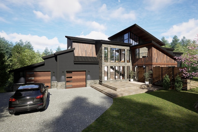 0 Moorehead Ln, Winchester, TN 37398 - rear view of property with gravel driveway, stone siding, and a yard