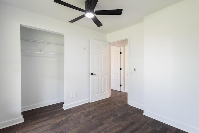 4407 Bennett Rd, Chattanooga, TN 37412 - unfurnished bedroom featuring dark wood-style flooring, a closet, and ceiling fan