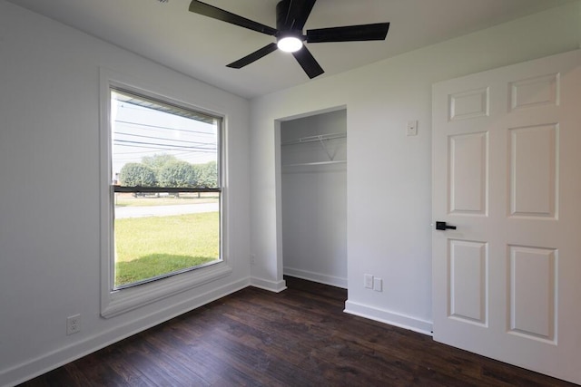 4407 Bennett Rd, Chattanooga, TN 37412 - unfurnished bedroom featuring dark wood finished floors, a closet, and a ceiling fan