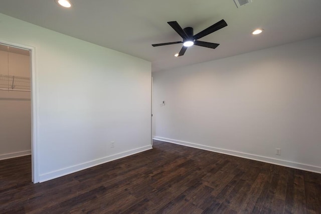 4407 Bennett Rd, Chattanooga, TN 37412 - empty room featuring ceiling fan, dark wood-style floors, and recessed lighting