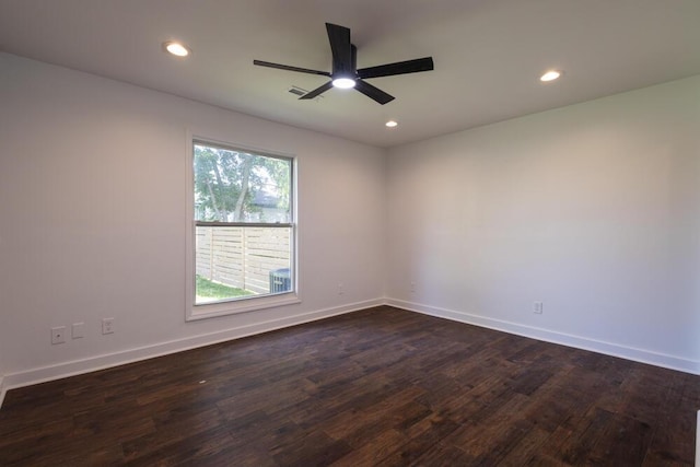 4407 Bennett Rd, Chattanooga, TN 37412 - spare room with a ceiling fan, dark wood-type flooring, and recessed lighting