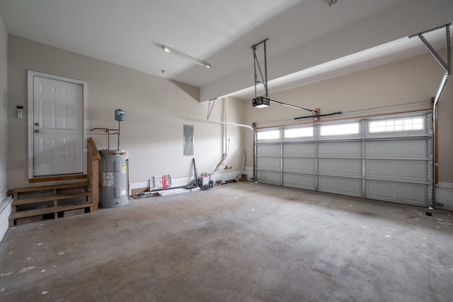 8539 Lexie Ln, Ooltewah, TN 37363 - garage featuring water heater, electric panel, and a garage door opener