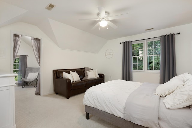 3 Chamblee Ct, Signal Mountain, TN 37377 - bedroom featuring lofted ceiling, light carpet, and ceiling fan