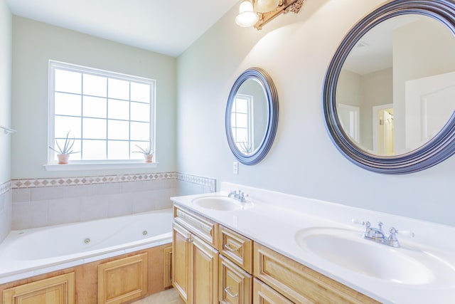 2367 Lake Mist Dr, Chattanooga, TN 37421 - bathroom with double vanity and a whirlpool tub