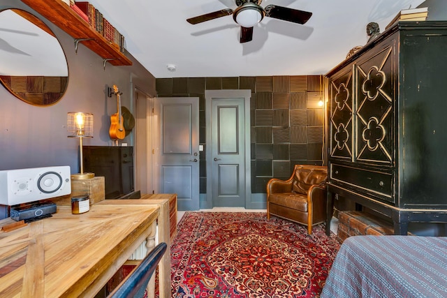 168 Middle Rd, Lookout Mountain, GA 30750 - bedroom with a ceiling fan and wallpapered walls