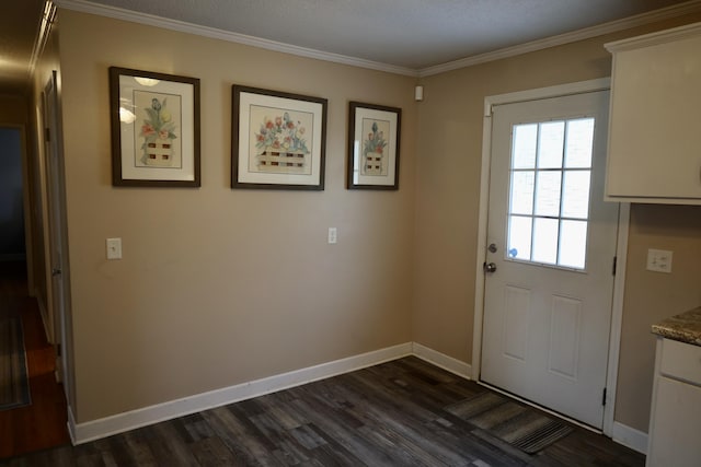 503 Kirby Dr, Cleveland, TN 37323 - doorway to outside with ornamental molding and dark wood-style floors