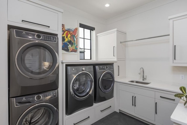 3634 Falkirk Way, Ooltewah, TN 37363 - washroom featuring washing machine and clothes dryer, cabinet space, and stacked washer / dryer