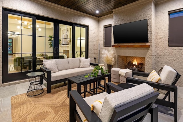 3634 Falkirk Way, Ooltewah, TN 37363 - view of patio featuring an outdoor living space with a fireplace