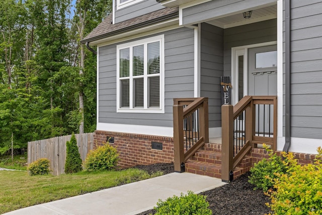 6434 Satjanon Dr, Ooltewah, TN 37363 - property entrance with crawl space and roof with shingles