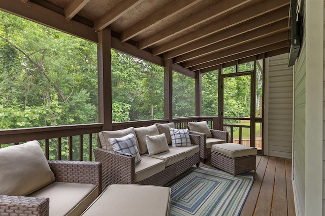 6434 Satjanon Dr, Ooltewah, TN 37363 - wooden terrace featuring an outdoor living space and a forest view