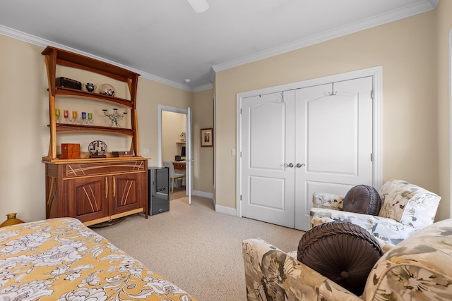 1008 Renaissance Ct, Chattanooga, TN 37419 - bedroom featuring light carpet, a closet, and crown molding