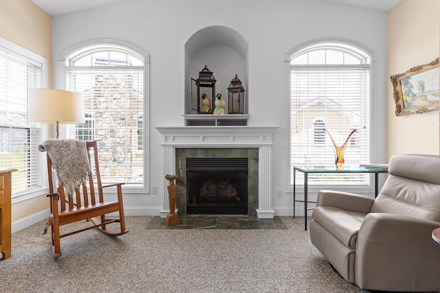 1008 Renaissance Ct, Chattanooga, TN 37419 - living area with carpet flooring, a tile fireplace, and plenty of natural light