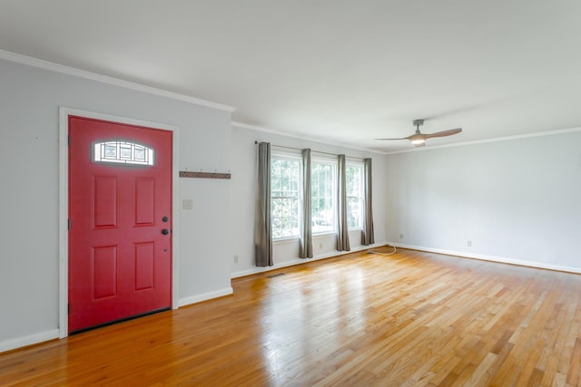 105 Joyce Ave, Red Bank, TN 37415 - entryway featuring healthy amount of natural light, light wood-style floors, ornamental molding, and ceiling fan