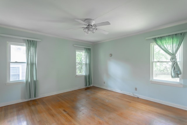105 Joyce Ave, Red Bank, TN 37415 - empty room with ornamental molding, light wood-style flooring, and ceiling fan
