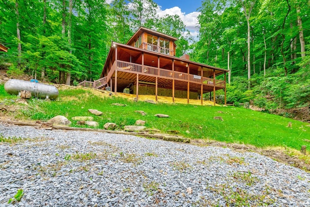 879 Amy Creek Cir, Ellijay, GA 30540 - back of property featuring a deck and log veneer siding