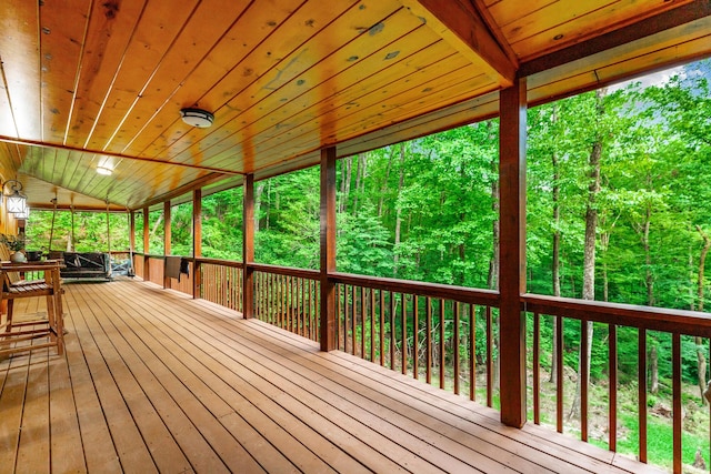 879 Amy Creek Cir, Ellijay, GA 30540 - wooden terrace with a view of trees