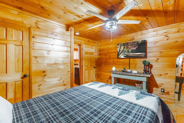 879 Amy Creek Cir, Ellijay, GA 30540 - bedroom with wood ceiling, wood walls, and arched walkways