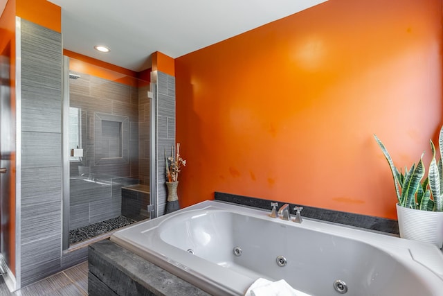 133 Wood Meadow Trl, Ringgold, GA 30736 - bathroom featuring a shower stall and a jetted tub