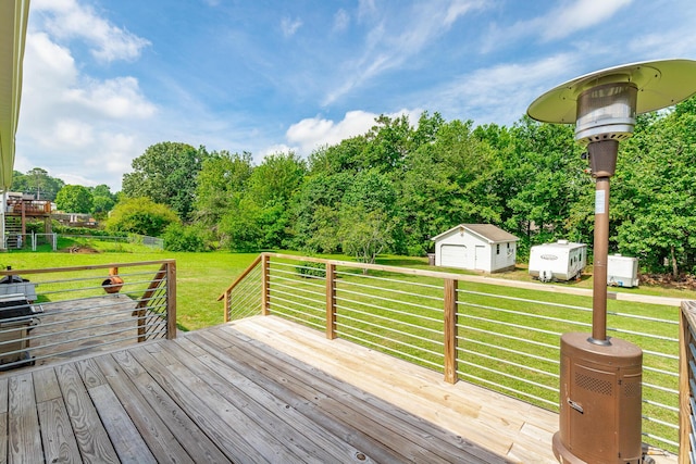 133 Wood Meadow Trl, Ringgold, GA 30736 - wooden terrace featuring an outbuilding and view of scattered trees