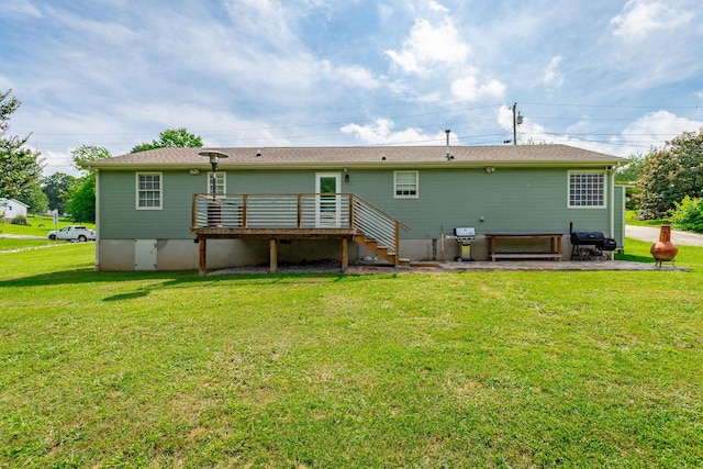 133 Wood Meadow Trl, Ringgold, GA 30736 - rear view of property featuring a deck, a yard, a patio area, and stairway