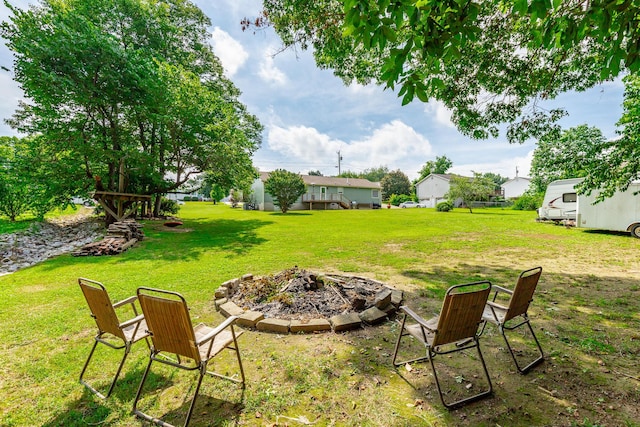 133 Wood Meadow Trl, Ringgold, GA 30736 - view of grassy yard featuring an outdoor fire pit
