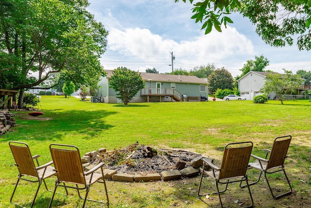 133 Wood Meadow Trl, Ringgold, GA 30736 - view of green lawn featuring an outdoor fire pit