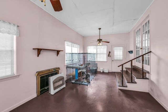 376 Pond Springs Rd, Chickamauga, GA 30707 - exercise area featuring ceiling fan, heating unit, and baseboards