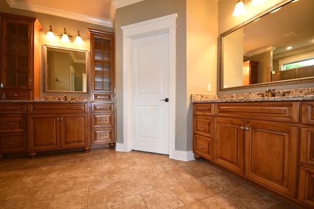 9532 Wandering Way, Ooltewah, TN 37363 - bathroom with ornamental molding and two vanities