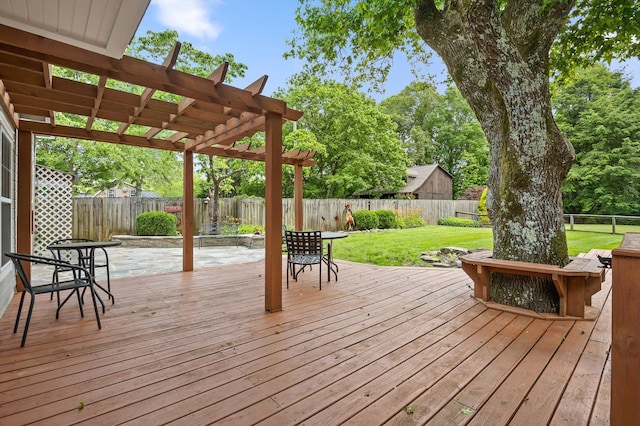 3412 Fairmount Pike, Signal Mountain, TN 37377 - wooden terrace with a pergola, a fenced backyard, and outdoor dining area