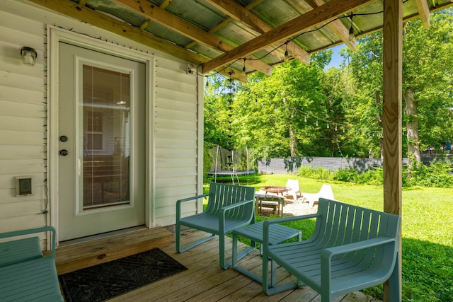 511 Georgia Ave, Signal Mountain, TN 37377 - wooden terrace featuring a trampoline