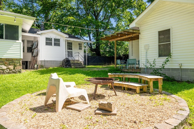 511 Georgia Ave, Signal Mountain, TN 37377 - view of yard with an outdoor fire pit and entry steps