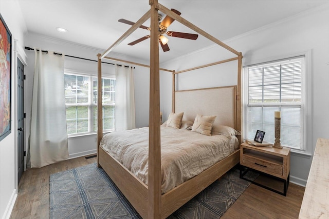 332 Oliver St, Chattanooga, TN 37405 - bedroom with ornamental molding, wood finished floors, and a ceiling fan