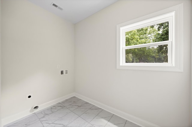 10822 Dallas Hollow Rd, Soddy Daisy, TN 37379 - laundry area with light marble finish flooring, hookup for an electric dryer, and hookup for a washing machine
