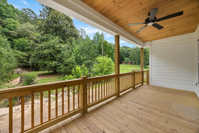 10822 Dallas Hollow Rd, Soddy Daisy, TN 37379 - deck with ceiling fan and view of scattered trees