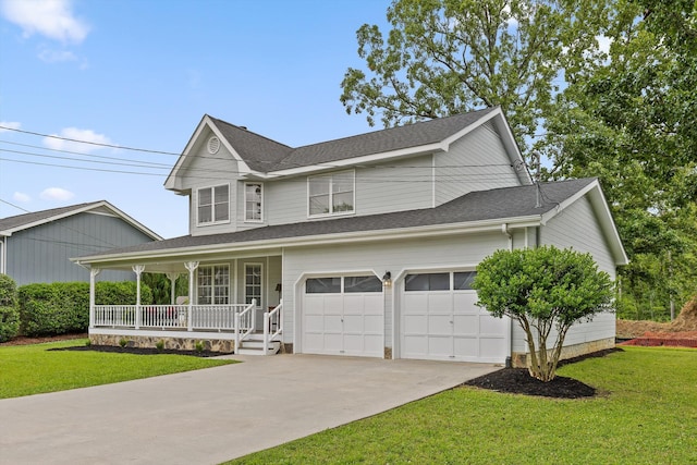 8616 Oak View Dr, Chattanooga, TN 37421 - view of front of property with a porch, driveway, a front yard, and a shingled roof
