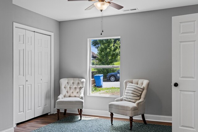 2001 Vine St, Chattanooga, TN 37404 - living area with a ceiling fan and wood finished floors