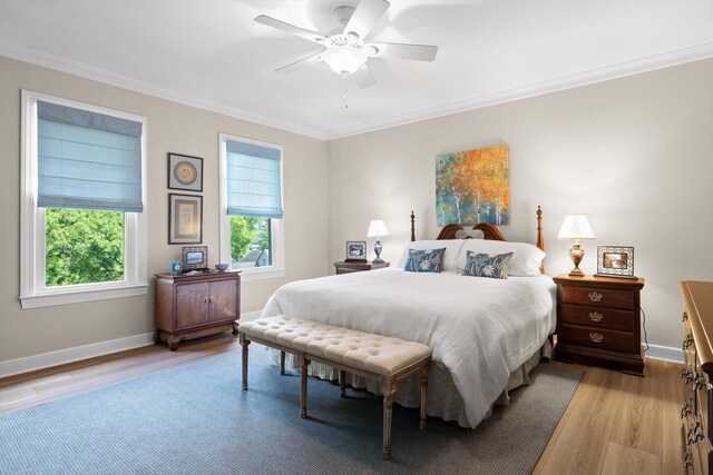100 Scenic Hwy Unit 49, Lookout Mountain, TN 37350 - bedroom with multiple windows, light wood finished floors, crown molding, and a ceiling fan