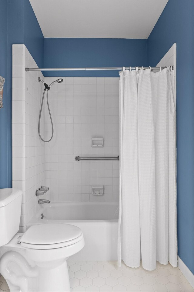 100 Scenic Hwy Unit 49, Lookout Mountain, TN 37350 - bathroom with shower / bathtub combination with curtain and tile patterned flooring