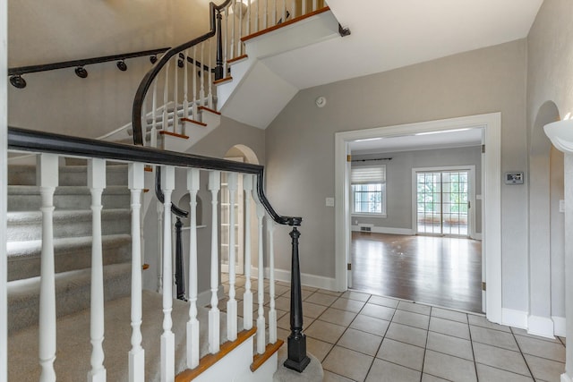 208 S Palisades Dr, Signal Mountain, TN 37377 - staircase with tile patterned floors and baseboards