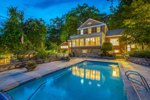 208 S Palisades Dr, Signal Mountain, TN 37377 - rear view of property with a patio, brick siding, and stone siding