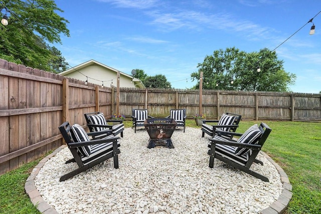 414 N Three Notch Rd, Ringgold, GA 30736 - fenced backyard featuring an outdoor fire pit