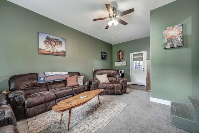 414 N Three Notch Rd, Ringgold, GA 30736 - living area featuring a ceiling fan and carpet floors