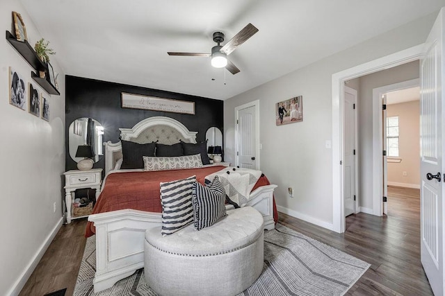 414 N Three Notch Rd, Ringgold, GA 30736 - bedroom featuring dark wood finished floors and a ceiling fan
