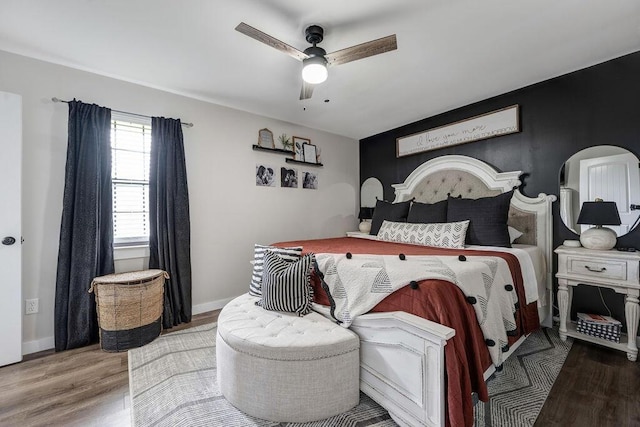 414 N Three Notch Rd, Ringgold, GA 30736 - bedroom featuring wood finished floors and ceiling fan