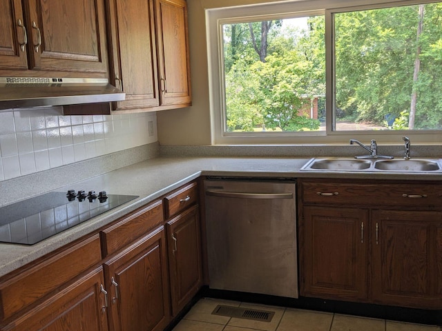 305 Barbara Cir, Chattanooga, TN 37411 - kitchen featuring dishwasher, under cabinet range hood, healthy amount of natural light, and black electric stovetop