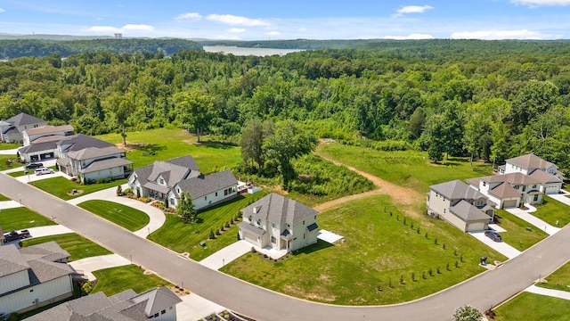 1784 River Breeze Dr, Soddy Daisy, TN 37379 - aerial perspective of suburban area featuring a heavily wooded area and a nearby body of water